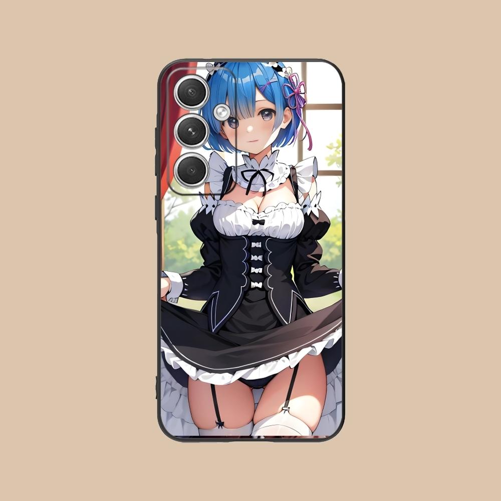 Re Zero Rem Girl Mobile Cell Phone Case for Samsung Galaxy S24 S23 S22 S21 S20 S10 S9 Plus FE Ultra Lite Black Phone Cover Shell