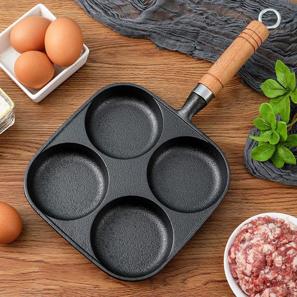 

Pre-seasoned Cast Iron Egg Frying Pan 4 Hole Omelet Pan for Burger Eggs Ham Pancake Make 24cm&1-2L&35.3cm*18.3cm**2.9cm чёрный