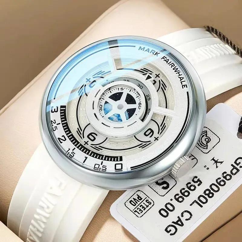 MARK FAIRWHALE Men's Quartz Watch Stylish Original Design Water-Resistant Silicone Strap Luminous Sports Casual Wristwatch
