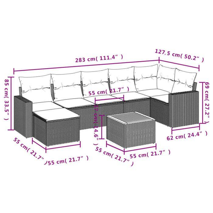 VidaXL Garden Lounge Set with Cushions 8 Pcs, Patio Sofas, Patio Furniture Set, Outdoor Furniture, Beige 3256562