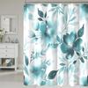 Floral Shower Curtain, Blue Watercolor Flower Shower Curtains For Bathroom, Modern Minimalist Waterproof Fabric Bath Curtain