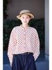 Spring Retro Beige & Red Polka Dot Cotton Casual Loose Shirt
