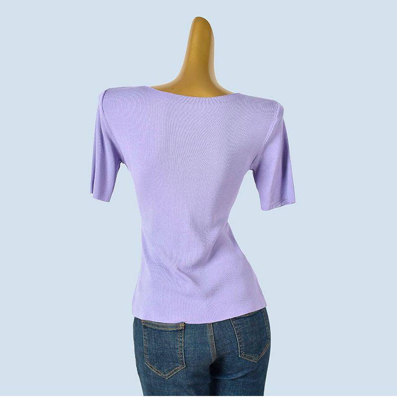 Off-Neck Half Sleeve Top High-Grade Knitted Short Sleeve T-shirt Women's Spring Summer French Style Sexy Chic Base Sweater