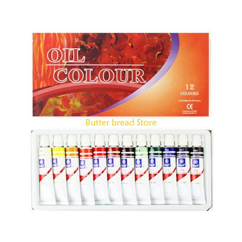 

W89C 12ml 12/24 Colors Professional Oil Painting Paint Drawing Pigment Tubes Set Artist Art Supplies for Beginner
