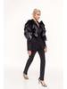 Niche Elegant Black 3D Ruffle Asymmetrical Slim Blazer