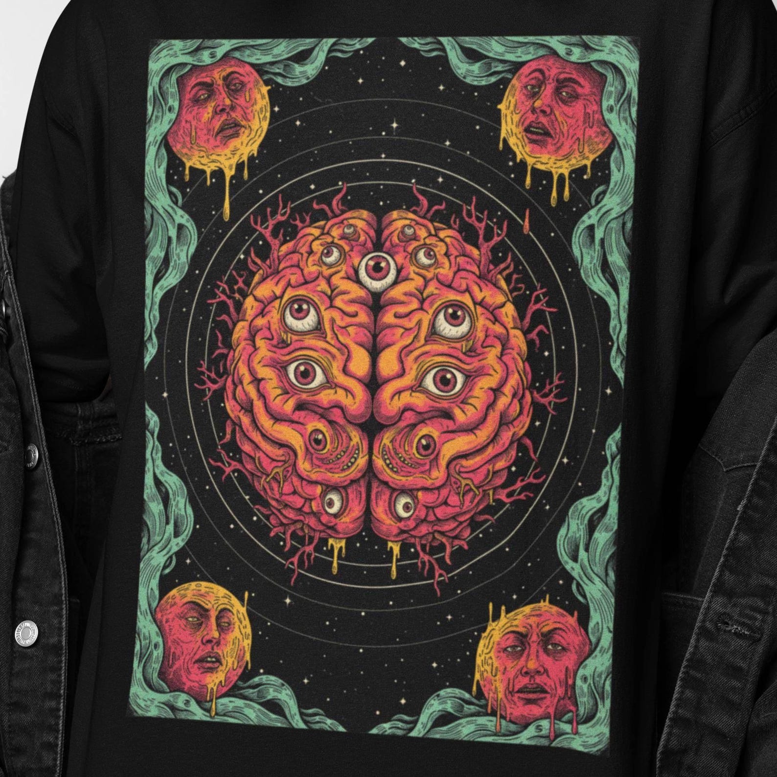 Surreal Brain Shirt | Eyeball Brain Graphic Tee | Creepy Weird Art Shirt | Trippy Horror Design | M
