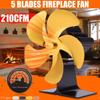5 Flügel Schwarz Kamin Wärmegetriebener Ofenventilator Holzscheitbrenner Ecofan Leise Heim Kaminventilator Effiziente Wärme
