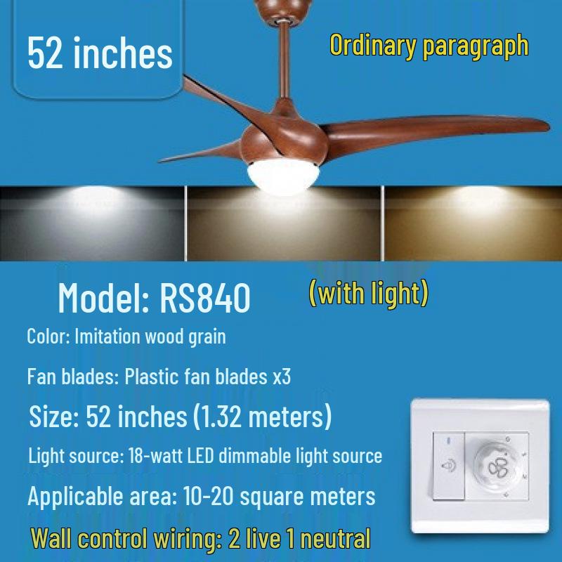 Modern Frequency Conversion Ceiling Fan with Light for Living Room and Bedroom