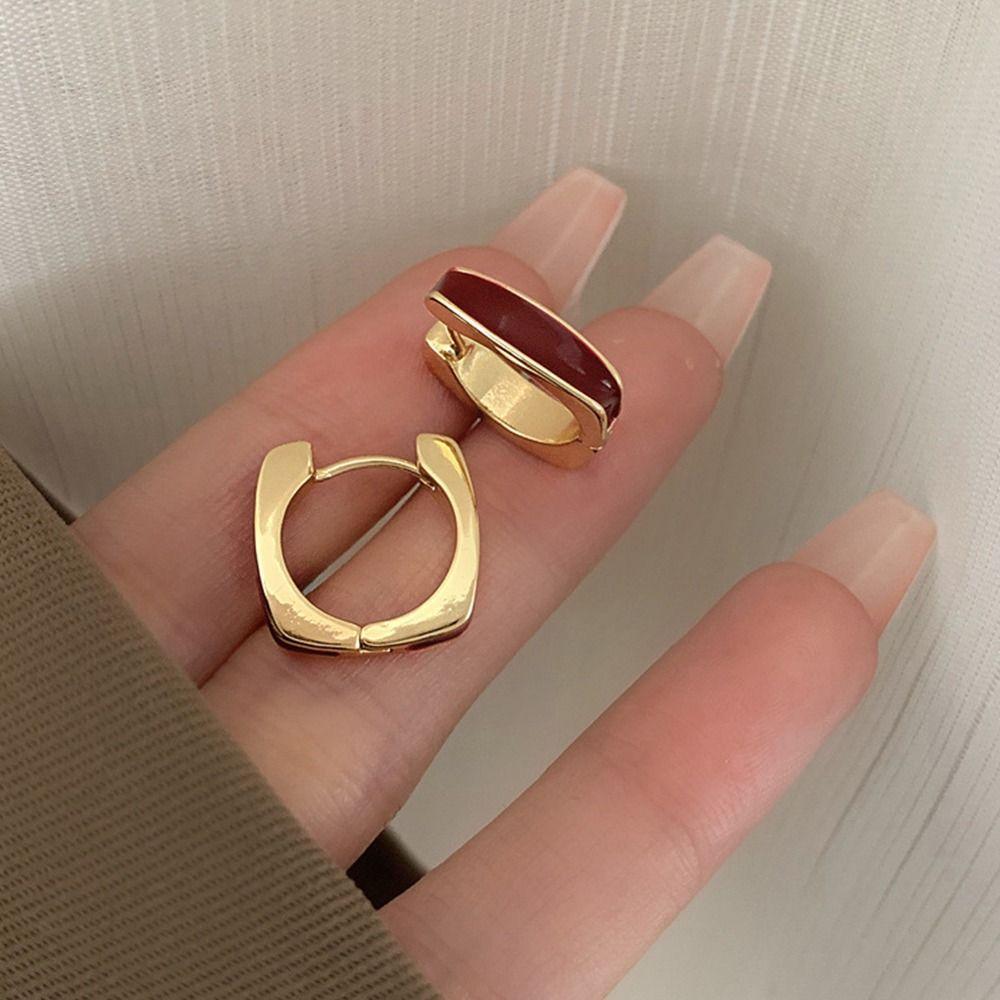 Fashion Jewelry Zinc Zinc Alloy Dripping Oil Ear Buckles Drop Glaze Korean Style Earrings Women Hoop Earrings