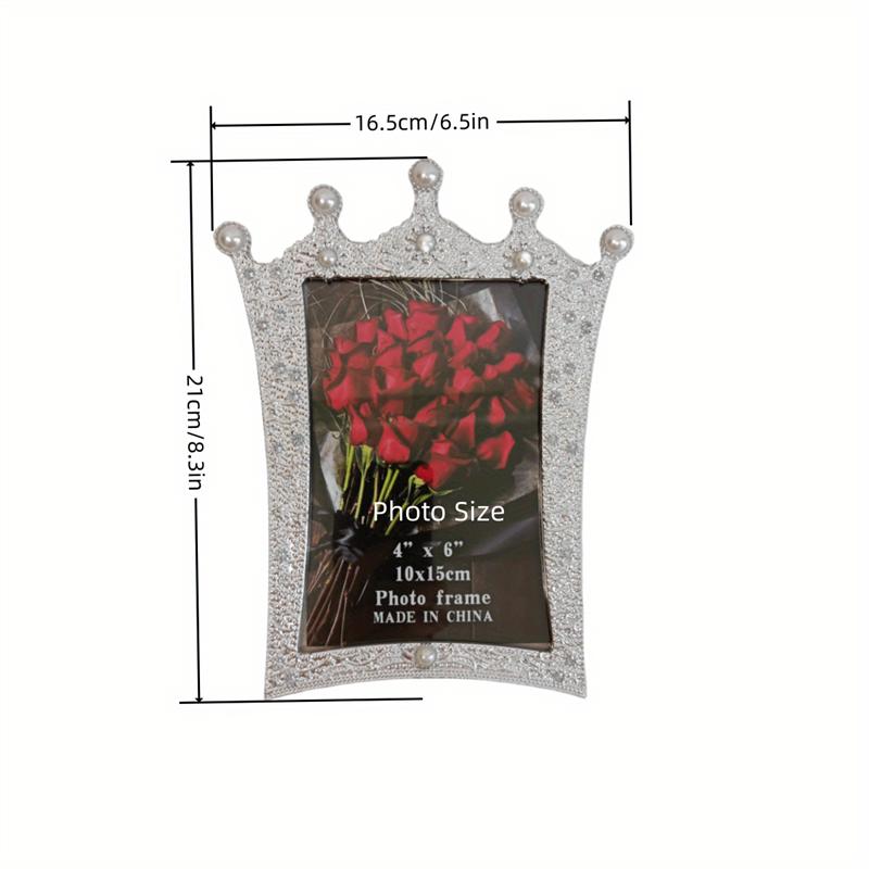 Display de mesa emoldurado 5x7 com decoração de diamantes cravejados de pérolas para uso em vestidos de casamento, casamentos, Dia das Mães e Dia dos Namorados