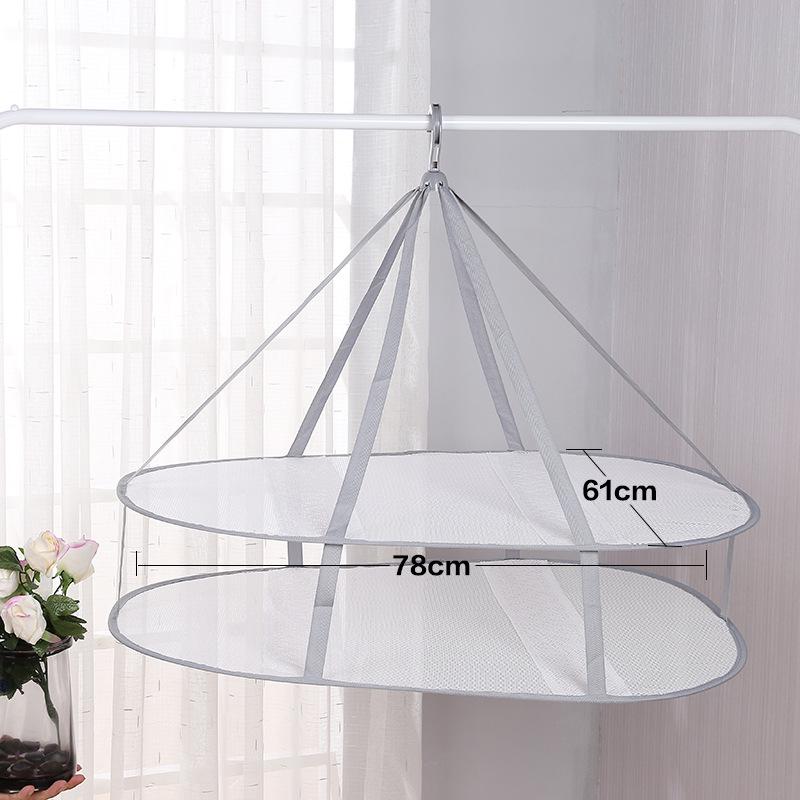 Three-Tier Windproof Folding Sweater Drying Rack Basket