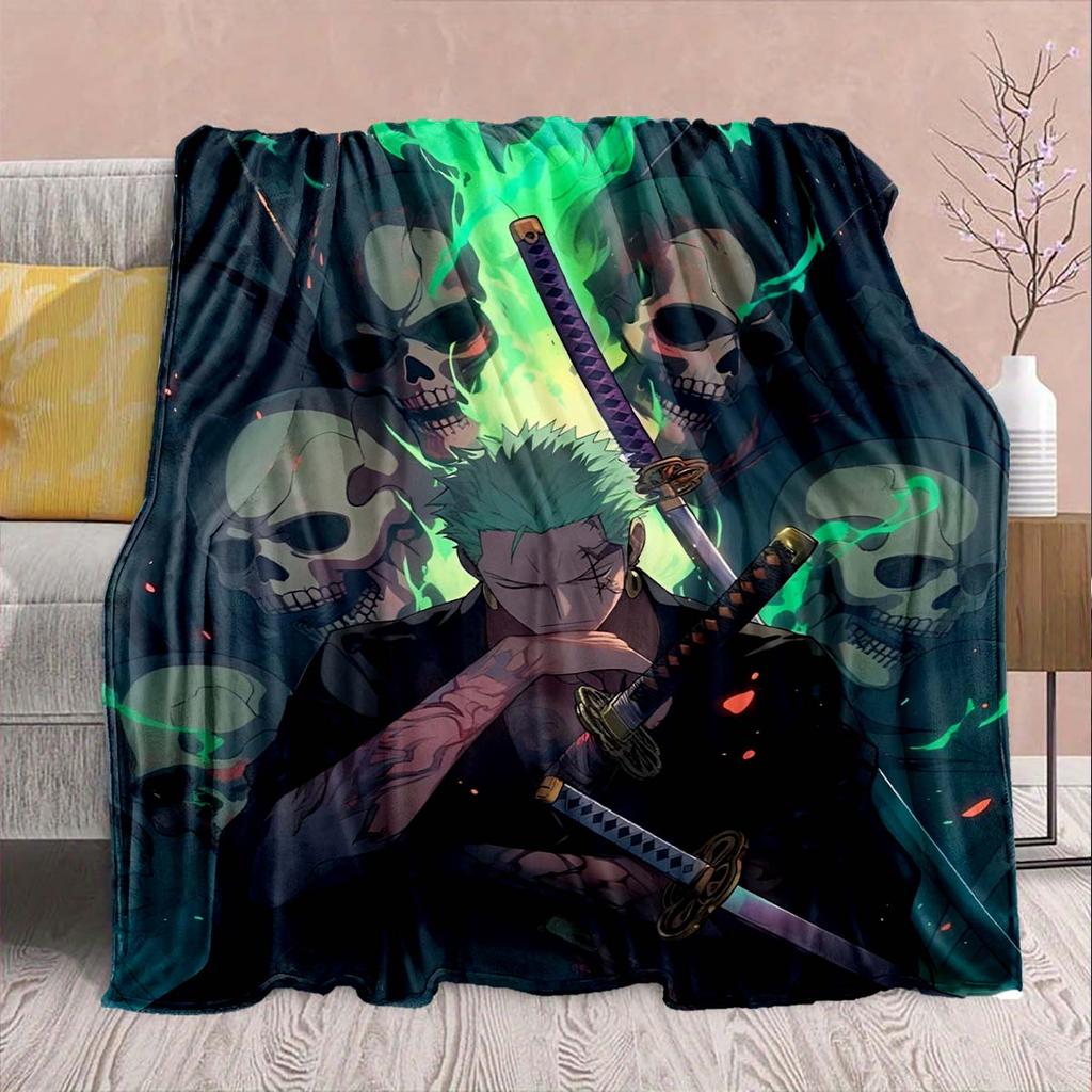 Manta de Franela del Anime One Piece - Suave Cálida Perfecta para Sofá, Ropa de Cama Camping Viaje Oficina Decoración del Hogar -QJY