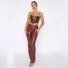 Pantaloni casual dritti in pelle PU da donna autunno e inverno europei e americani pantaloni lunghi in pelle da donna