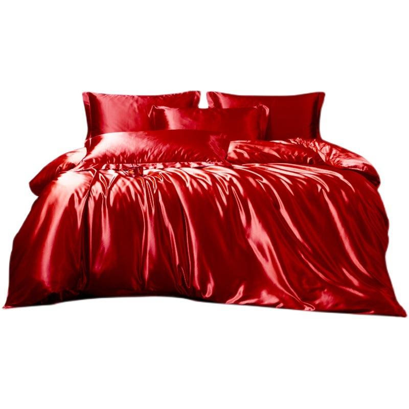 3/4 ks Summer Ice 100% hedvábný satén povlečení s povlakem na přikrývku Prostěradlo Povlaky na polštář Povlaky na povlečení