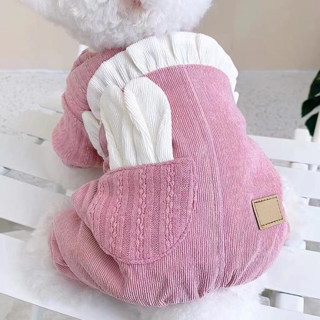 

Пальто из хлопка с кружевом и кроличьими ушками для четвероногих питомцев, собак, кошек, плюшевых шнауцеров, би-медведей, одежда для маленьких собак, зимняя утолщенная M