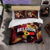 Belgium Football Pattern 3 Pieces Bedding Set Soft Microfiber Duvet Cover with Pillow Cases for Bedroom