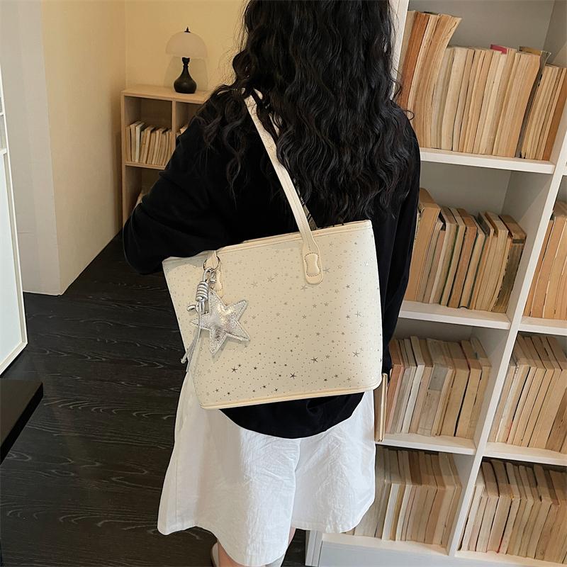 Fashion Cute Sparkle Star Print Tote Bags for Women with Star Charm Trendy Crossbody Purse Work Shopping Casual Shoulder Handbag