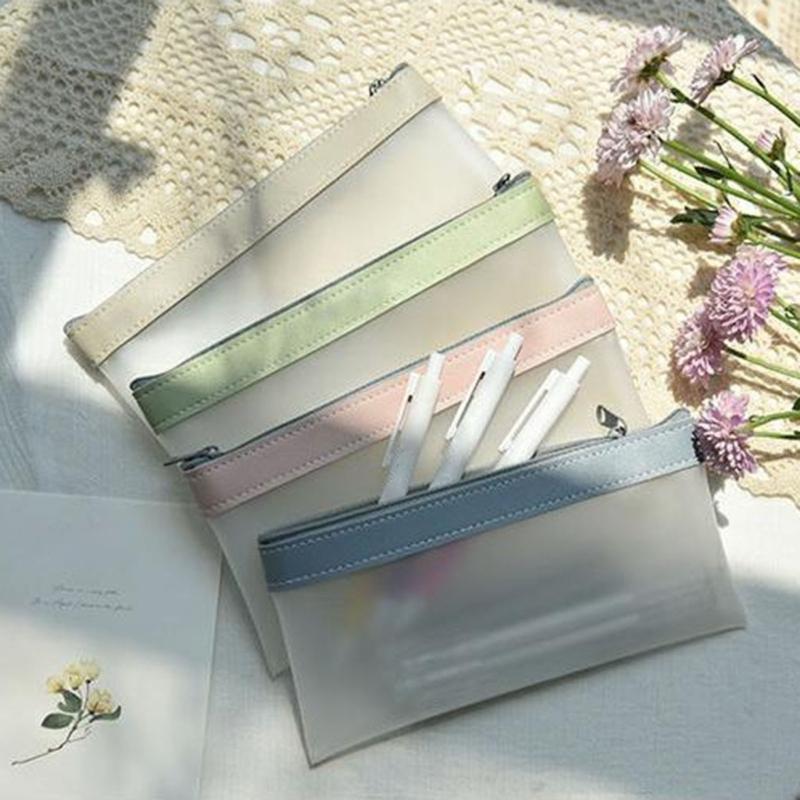 Pencil Case Pen Case Zipper Pouch Clear Stationery Bag Pencil Holder Pencil Bag for Ballpoint Pens Markers Erasers