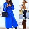 Women's Long Wool Blend Coat Double-Breasted Trench Coat Casual Notch Lapel Peacoat Fall Winter Overcoat