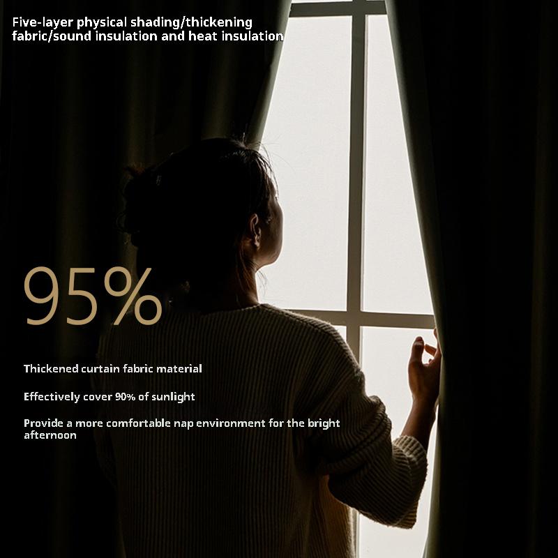 100% Blackout Sunshade Curtain Solid Color Curtain Window Shade For Livingroom Self-adhesive Window Film Cloth Home Window Cover