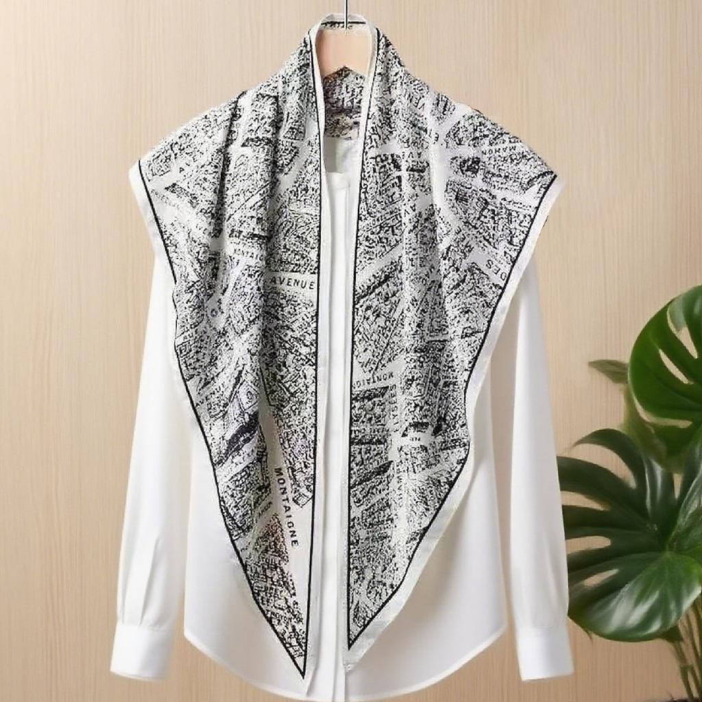 Retro American printed triangle scarf women's versatile atmosphere decorative headscarf multi-functional fart curtain neck scarf silk scarf