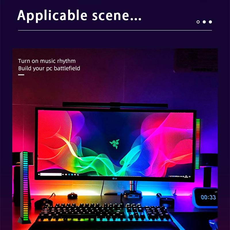 LED RGB Strip Light Music Sound Control Pickup Rhythm Ambient Lamp Atmosphere Night Lights For Bar Car Room TV Gaming Decoration