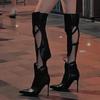 Fashion High Heels Pointed Toe High Boots Sexy Dress Women Shoes Brand Over The Knee Hollow Boots 2025 Trend New Party Pumps Botas Mujer