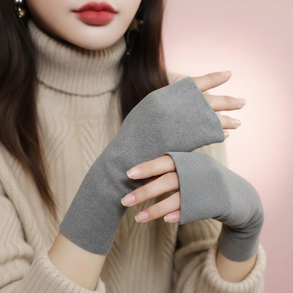 De Rong, Half Fingered Gloves, Warm, Student, Writing, Touchscreen, Gloves, Self Heating, Office, Typing, Fingerless Gloves