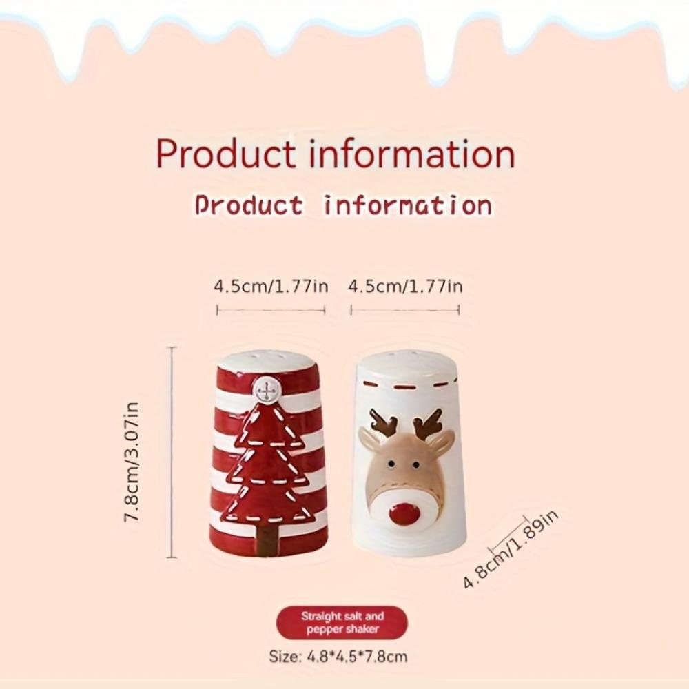Scandinavian Santa Claus Ceramic Salt and Pepper Shaker Creative Embossed Peppermill High-Quality Seasoning Bottle, Best for Christmas