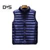 Men Cotton Vest Stand Collar Sleeveless Zipper Placket Lightweight Quilted Waistcoat Solid Color Cotton Vest Jacket with Pockets