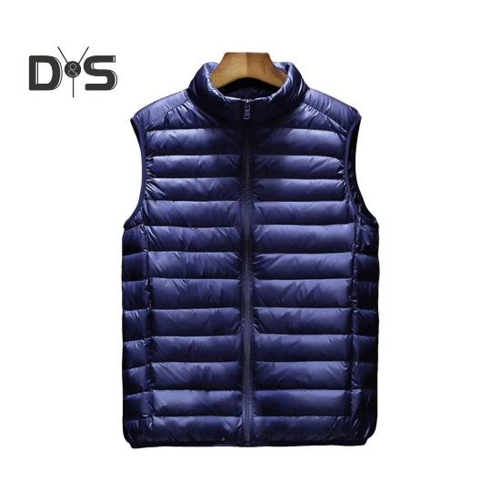Men Cotton Vest Stand Collar Sleeveless Zipper Placket Lightweight Quilted Waistcoat Solid Color Cotton Vest Jacket with Pockets