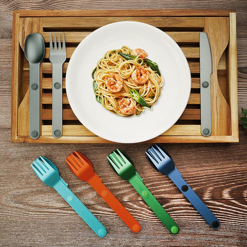 3pcs/set Magnetic Aluminum Cutlery Set - Travel Picnic Camping Cutlery Set Including Steak Knife, Spoon, Salad Fork Eating Tools