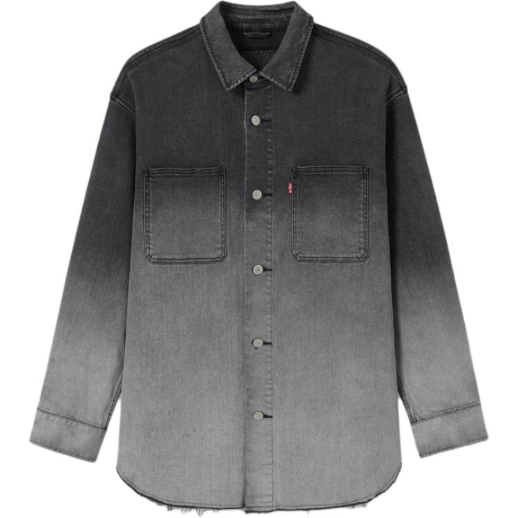 Levis Denim Wanderer Series FW24 Gradient Collar Loose Straight Long Sleeve Denim Jacket Men Jackets Gradient-Black 0017C-0001