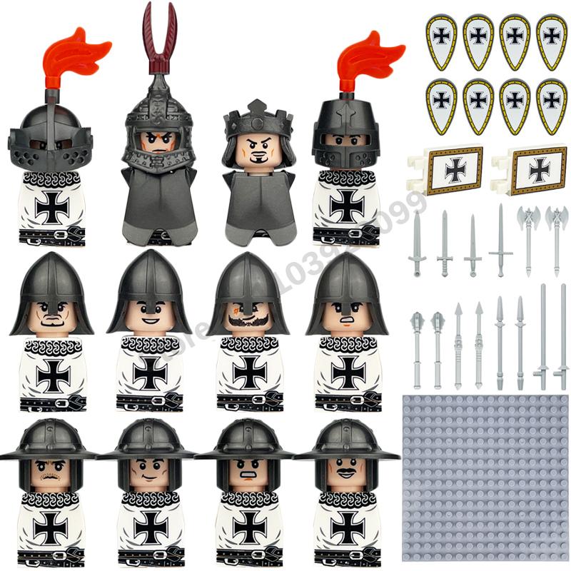 Medieval Military Building Blocks Roman Officer Soldier Knight Imperial Army Head Of State Elf Hunter Lion King War Horse Brick