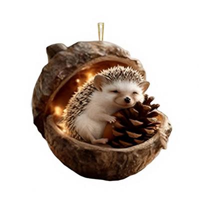 2D Acrylic Cozy Forest Acorn Ornaments 2D Flat Animal Hanging Decor Christmas Tree Woodland Theme Party Home Decor Xmas Ornament