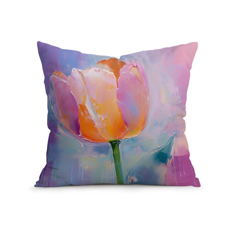 Abstract Tulip Oil Painting Cushions Pillowcase Printed Polyester 45X45Cm Throw Pillow Cover Decorative Sofa Cushion Pillowslip