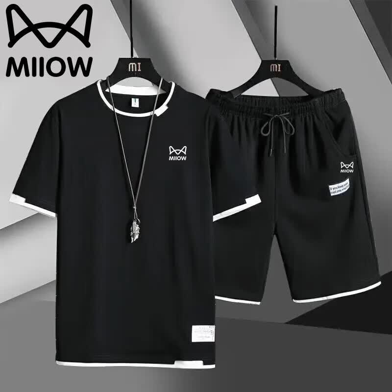 

MiiOW Men s Short Sleeve T-Shirt & Shorts Sportswear Set M