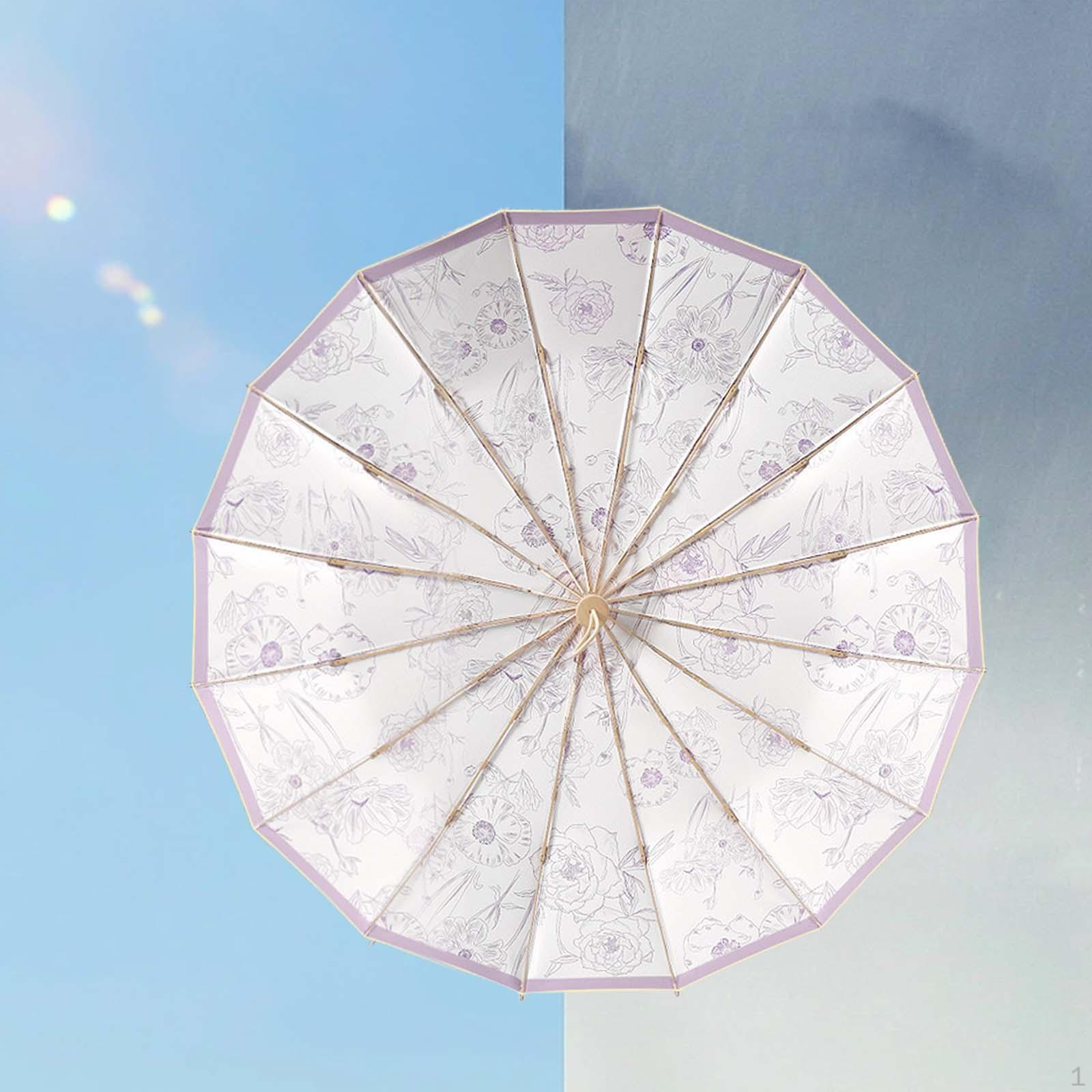 

Folding Umbrella Rain Umbrellas 16 Ribs Water Resistant Travel Windproof for Style B