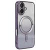 For iPhone 16 Plus Magnetic Case Glitter TPU Phone Back Cover with Lens Film