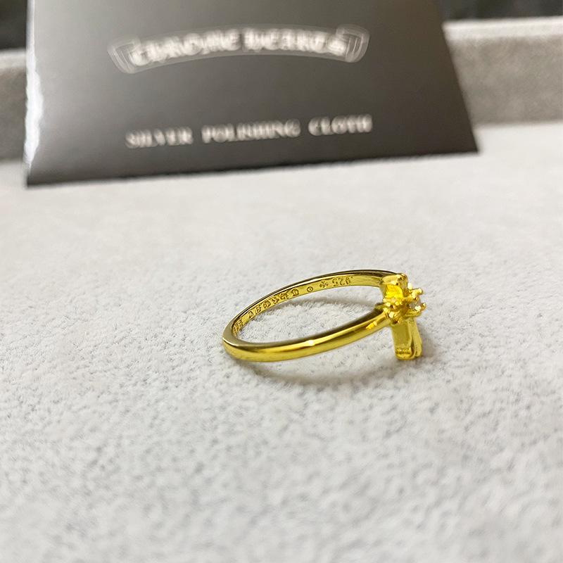 Chrome Hearts Gold Diamond Cross Unisex Ring - Hip Hop Punk Style, Perfect for Christmas or Birthday Gift