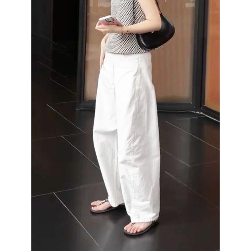 White Casual Pants for Women, 2026 Summer New Style, Simple and Fashionable, Trendy, Versatile, American-Style, Unique Straight-Leg Wide-Leg Pants