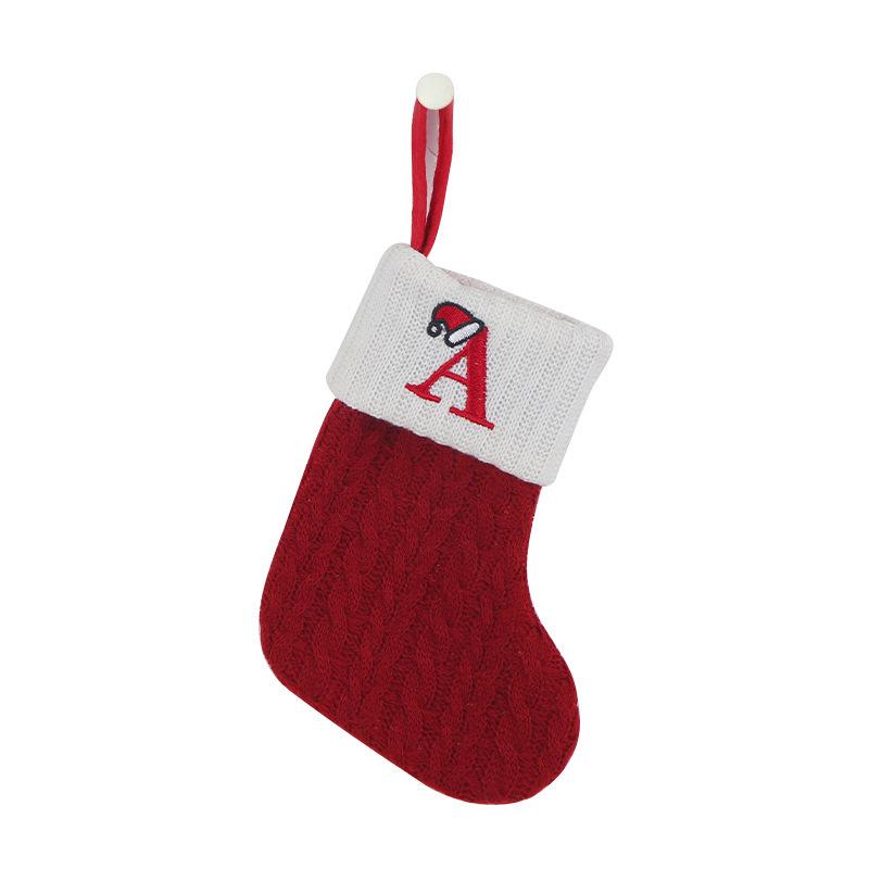 American Style Knitted Wool Socks & Embroidered Christmas Stocking Gift Bag for Children