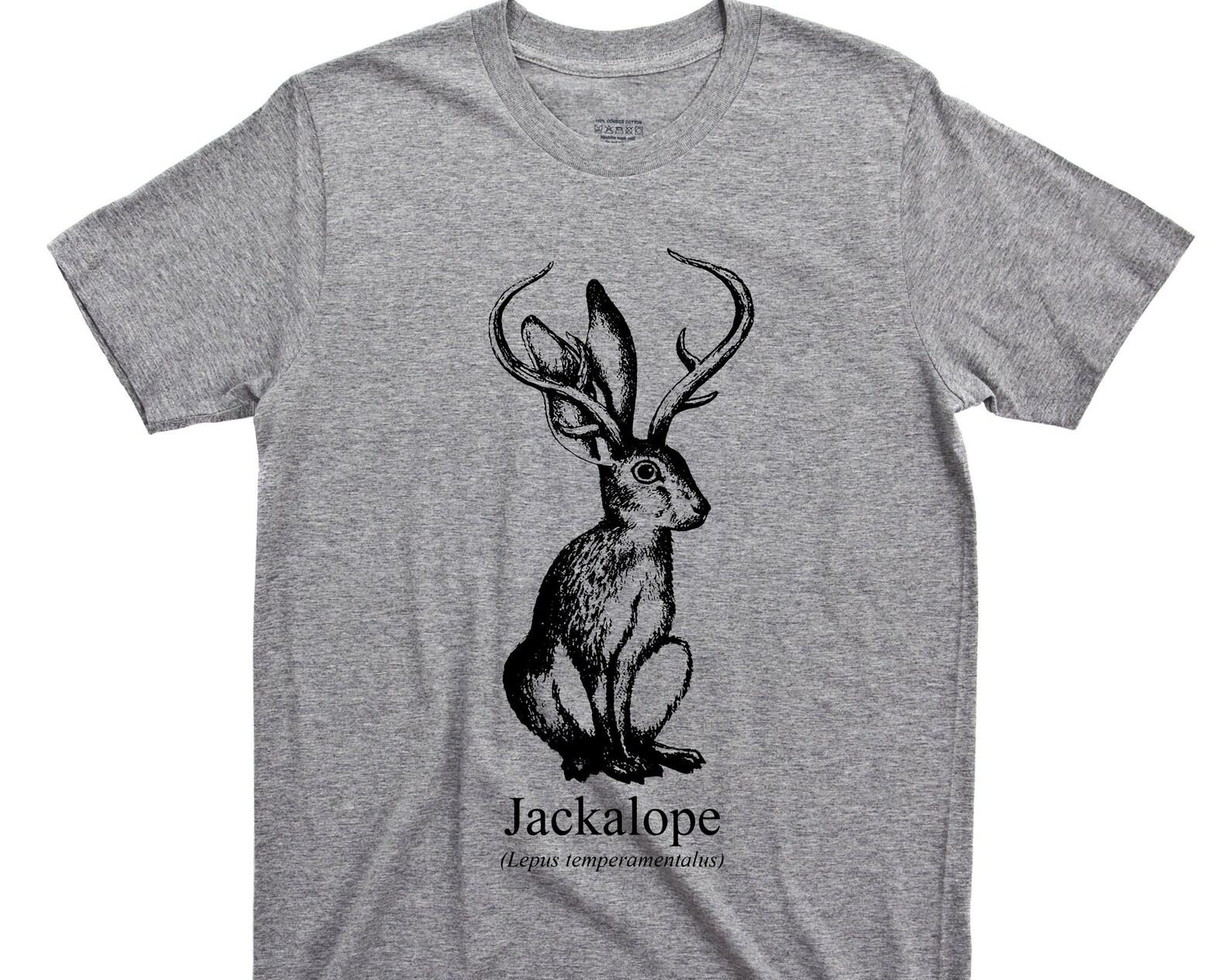 Jackalope T Shirt - Lepus Temperamentalus Jackrabbit Antelope Horns Cryptids Cryptozoology Graphic TShirt 4XL