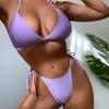 Shencai European & American Style High Waist Triangle Halter Bikini - Solid Color, Hot Seller X07