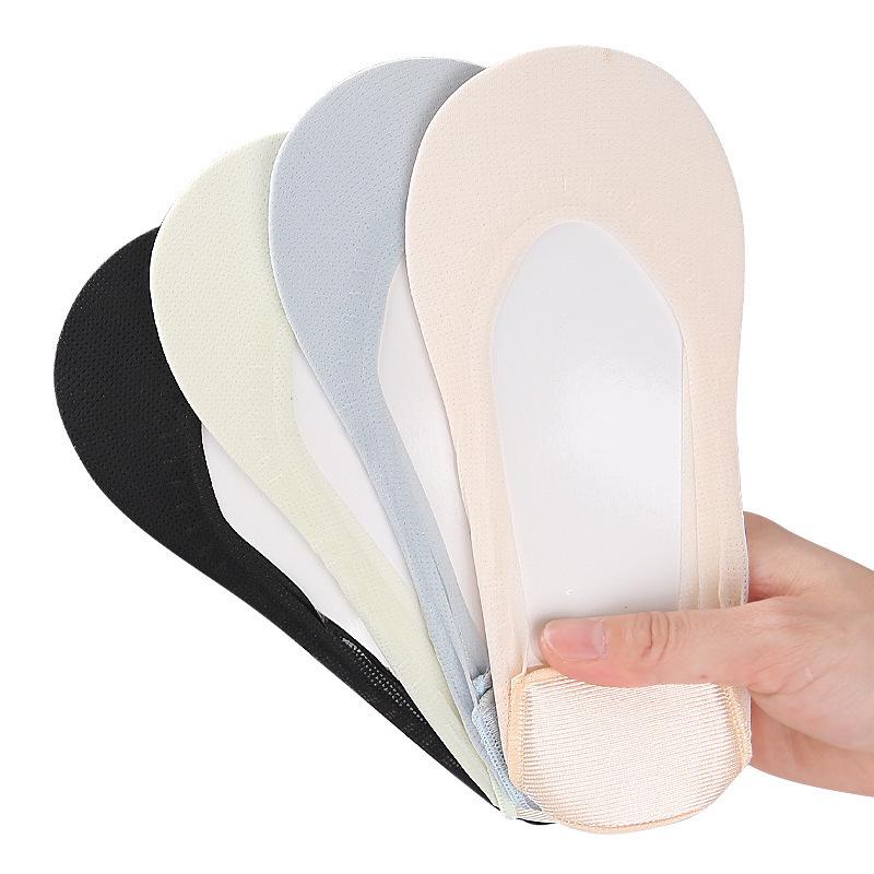 Women's Seasonal Stretchy Boat Socks - Thick Heel, Pressure Relief, Invisible Low-Cut, Non-Slip, Anti-Abrasion.