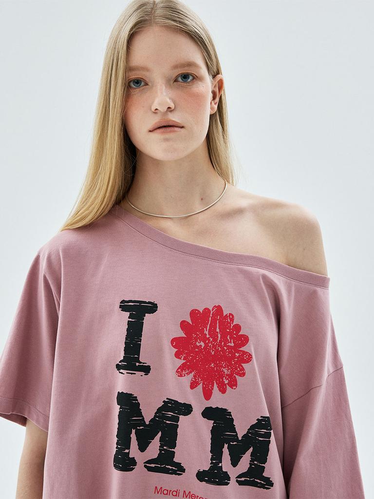 [mardimercredi] Off Shoulder Cracked T-shirt IFMM Vintage Pink
