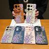 Purple Floral Pattern Leather Texture TPU Matte Case For Xiaomi 13T Pro Poco X7 X6 M6 Redmi 13C Note 14 Pro 13 12 11 Slim Shockproof Soft Phone Cover