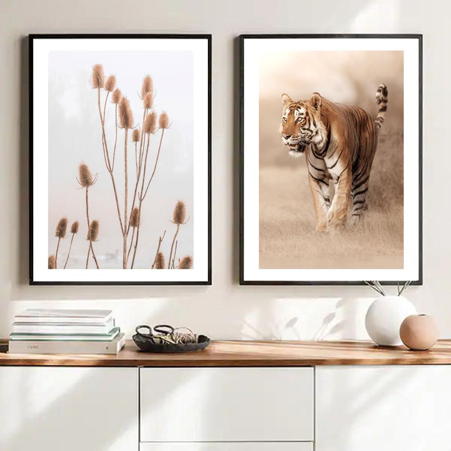 Beige Lake Farm Boat Dandelion Boho Abstract Lines Posters And Prints Canvas Art Wall Decoration Home Paintings For Living Room