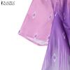 ZANZEA Women Summer Round Neck Short Sleeve Casual Print Elegant Dress