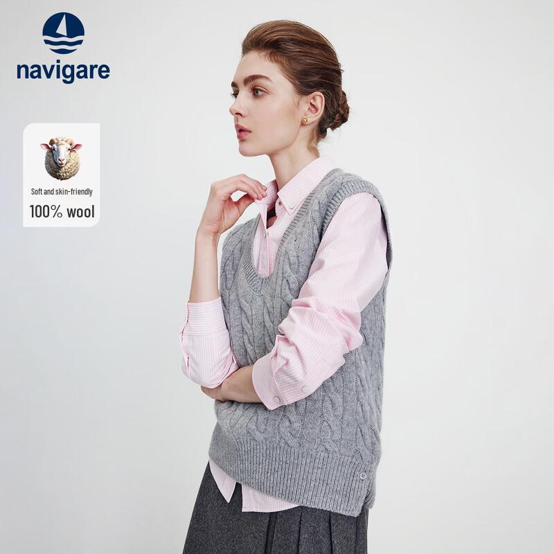

Женский жилет без рукавов с V-образным вырезом из 100% шерсти Navigare M
